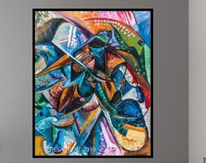 Colorful Abstract Art Print: Modern Woman Giclee Paper or Canvas