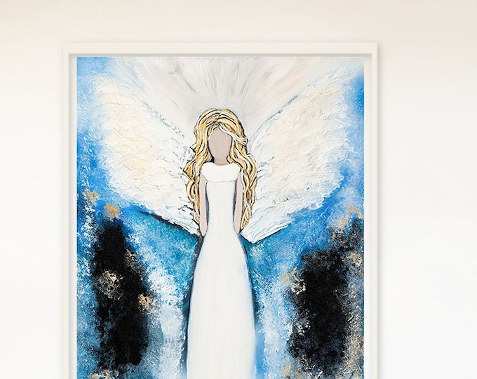 Abstract Angel Art Print: Christmas Angel Wall Decor