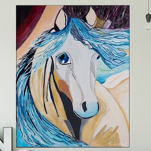 Horse Painting - Large Canvas Art, Horse Wall Decor, Beautiful Oil Painting for Living Room, Unique Animal Artwork, Rustic Home Decor