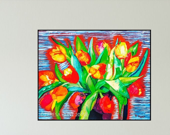 Tulip Bouquet Canvas Art: Abstract Floral Print