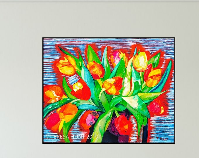 Tulip Bouquet Painting: Abstract Floral Acrylic on Canvas