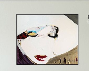Abstract Woman Oil Painting: Feminine Giclee Canvas Art