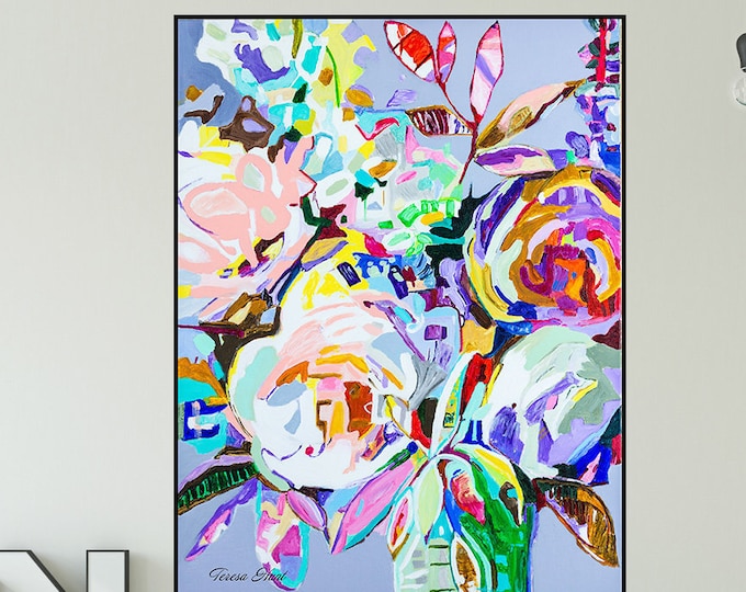 Vivid Floral Art Print: Abstract Flower Painting, Colorful Home Decor