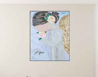 ANGEL PAINTING - Custom Angel Art - Angel Wall Prints - Praying Angel Art- Angel Watercolor Painting-Abstract Guardian Angel Painting-Angel