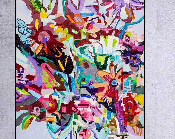 Abstract Flower Giclee Print: Large Modern Canvas Wall Art