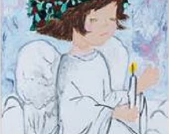 ANGEL ORIGINAL WALL Painting - Hand Painted Angel - Angelic Passion Art - Guardian Angel Print - Painted Angel Art - Giclee Angel Wall Print