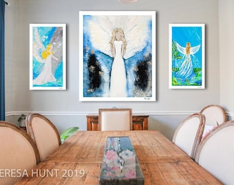 Original - GUARDIAN ANGEL PRINT - Angel Art - Giclee Angel Print - Angelic Passion Art - Painted Angel Poster - Angel Abstract Print