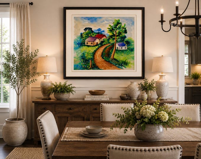 Roads That Lead Home Watercolor Print, Country Landscape Wall Art, Farmhouse Cottage Decor, John Hunt Fine Art Print