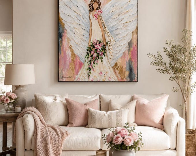 Abstract Angel Floral Giclee Canvas Print: Angel Wall Art