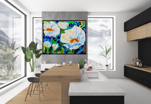 White Flower Art Print: Abstract Floral Wall Decor