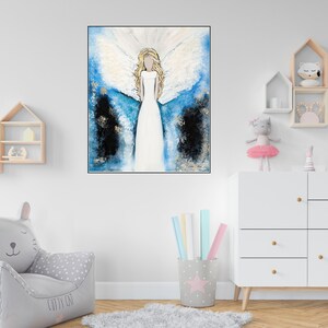 ABSTRACT ANGEL OIL Painting Angel Canvas Art Abstract Art Guardian Angel Home Wall Decor Giclee Angel Print-Abstract Angel Painting image 4