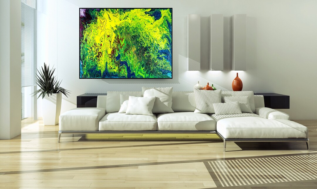 GREEN ABSTRACT PRINT Neon Green Art Neon Green Décor - Etsy