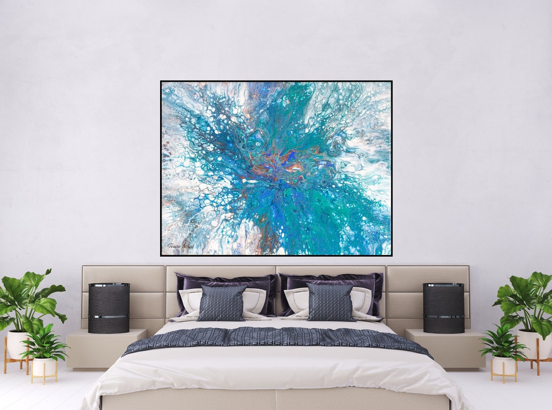 Aqua Blue Abstract Canvas Art: Modern Home Decor Print - Etsy
