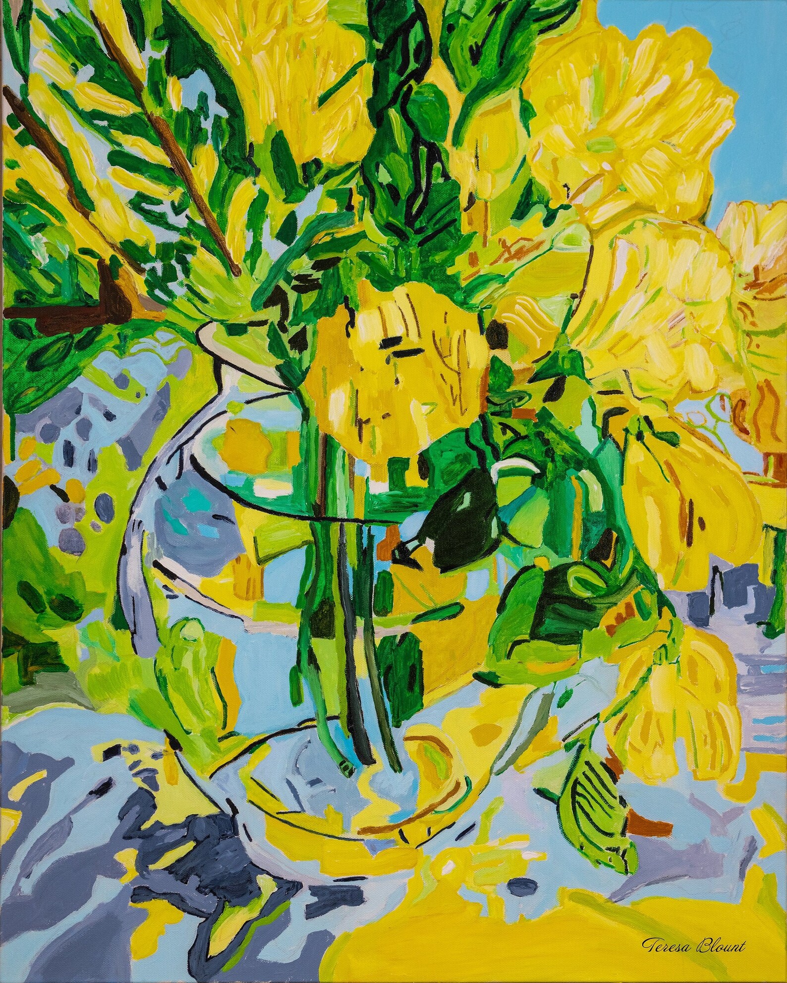 YELLOW FLOWERS VASE PaintingFloral Poster Flower Wall Art Etsy