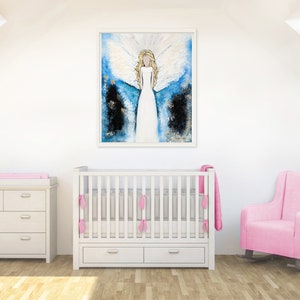 ABSTRACT ANGEL OIL Painting Angel Canvas Art Abstract Art Guardian Angel Home Wall Decor Giclee Angel Print-Abstract Angel Painting image 6