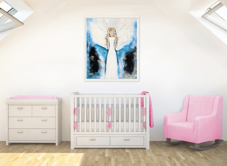 ABSTRACT ANGEL OIL Painting Angel Canvas Art Abstract Art Guardian Angel Home Wall Decor Giclee Angel Print-Abstract Angel Painting image 6