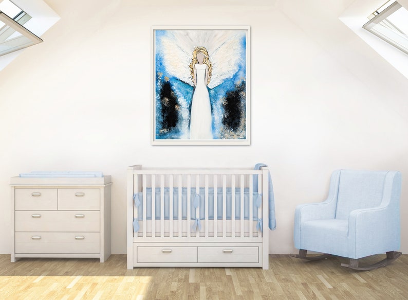 ABSTRACT ANGEL OIL Painting Angel Canvas Art Abstract Art Guardian Angel Home Wall Decor Giclee Angel Print-Abstract Angel Painting image 5