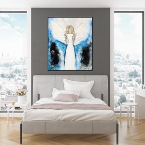 ABSTRACT ANGEL OIL Painting Angel Canvas Art Abstract Art Guardian Angel Home Wall Decor Giclee Angel Print-Abstract Angel Painting image 8