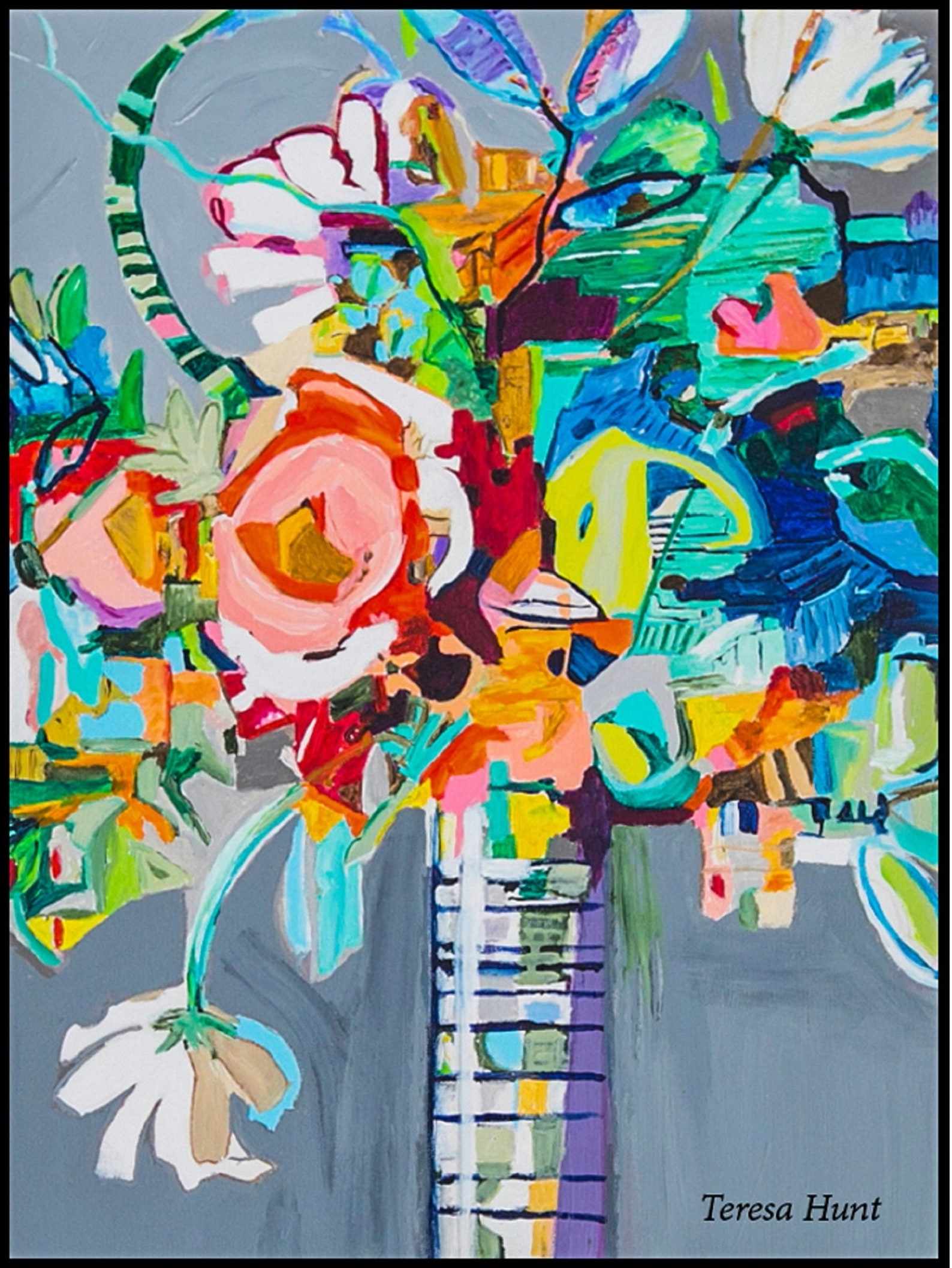 ABSTRACT FLOWER ART Vivid Flower Print Flower Bouquet Art Etsy