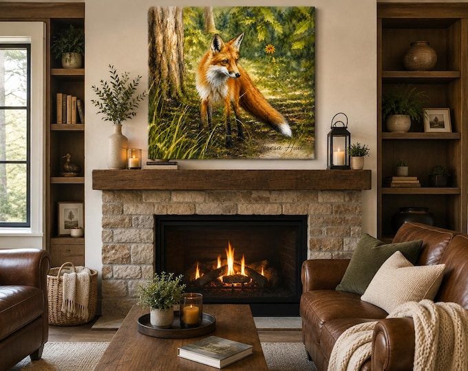 Red Fox Watercolor Wildlife Photography Print | Forest Fox Canvas & Fine Art Print | Nature Wall Art | Captured by Teresa Hunt