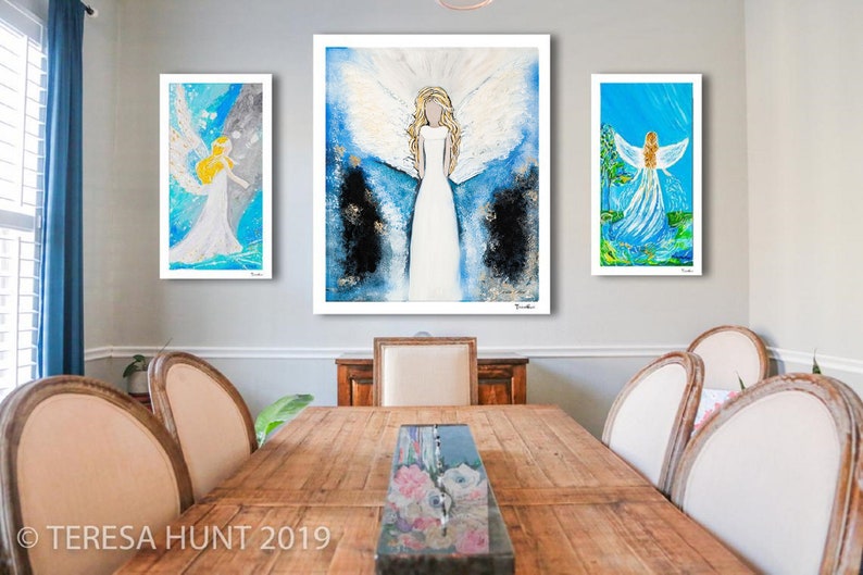 ABSTRACT ANGEL OIL Painting Angel Canvas Art Abstract Art Guardian Angel Home Wall Decor Giclee Angel Print-Abstract Angel Painting image 3