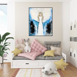 ABSTRACT ANGEL OIL Painting Angel Canvas Art Abstract Art Guardian Angel Home Wall Decor Giclee Angel Print-Abstract Angel Painting image 9