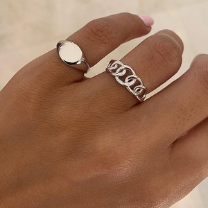 Sterling Silver Signet Pinky Ring – Personalized Initial Engraved Ring
