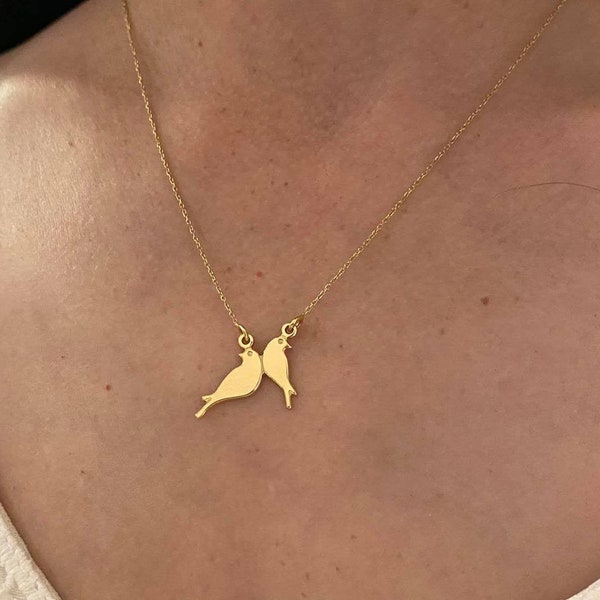 Gold Bird Necklace Etsy