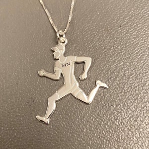 Runner Pendant Necklace – Sterling Silver or 18k Gold Plated – Triathlete Jewelry – Sports Gift for Men – Running Charm – Father’s Day Gift