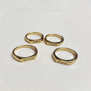 Personalize Bar Ring, Custom Name Ring, Stackable Rings, Engraved Initials Ring, 18K Gold Plating, Personalized Name Rings, Gift for Her