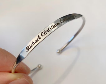 Personalized Bracelet, Sterling Silver 925, Engraved Bracelet, Custom Engraved Bracelet, Cuff Bracelets for Men, Cuff Bracelets for Women