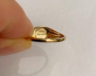 Gold Plated Sterling Silver Pinky Signet Ring, Initial Engraved Ring