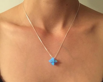 Merkaba Necklace, Opal Merkaba, Goldfield Necklace, Blue Opal Pendant, Kabbalah Jewelry, Star of David Necklace, 3D Star of David Necklace