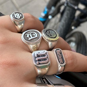 Gothic Date Ring, Stackable Year Ring, Personalized Date Ring, Custom Date Ring, Birthday Ring, Gifts Year Date Number Engraved Ring