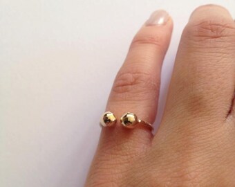 Nail Piercing Hoop above the knuckle ring midi ring gold knuckle ring piercing ring pinky ring gold open ring balls ring double ball ring
