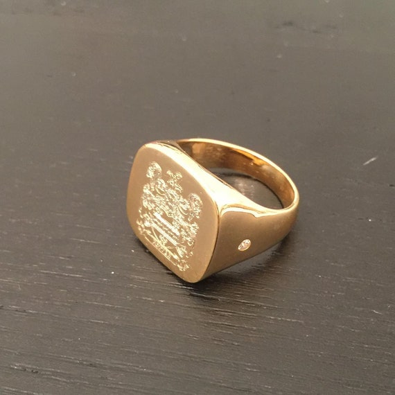Family Crest Ring Square Signet Ring Pinky Gold Ring - Etsy