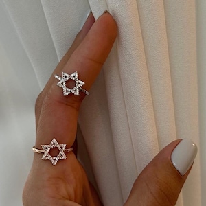 Star of David Ring, Jewish Star Ring, Jewish jewelry, Judaica Jewelry, Magen David Ring, Sterling Silver 925, Rose Gold, Israel Jewelry image 1