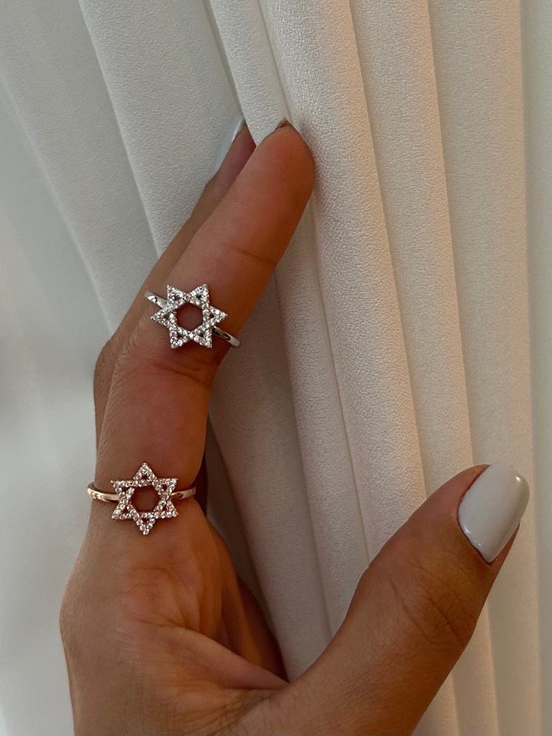 Star of David Ring, Jewish Star Ring, Jewish jewelry, Judaica Jewelry, Magen David Ring, Sterling Silver 925, Rose Gold, Israel Jewelry image 1