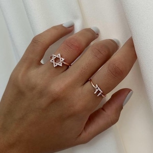 Star of David Ring, Jewish Star Ring, Jewish jewelry, Judaica Jewelry, Magen David Ring, Sterling Silver 925, Rose Gold, Israel Jewelry image 2