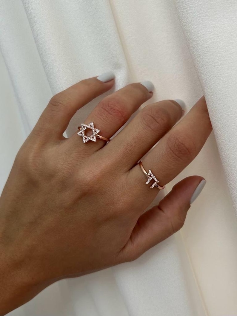 Star of David Ring, Jewish Star Ring, Jewish jewelry, Judaica Jewelry, Magen David Ring, Sterling Silver 925, Rose Gold, Israel Jewelry image 2