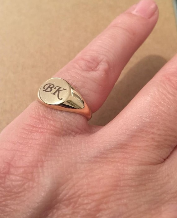 Gold monogram pinky ring deals