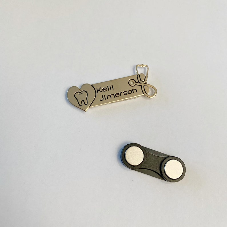 Name Tag Dental Hygienist Initial Brooch Customengraved Etsy