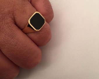 Chevalière, bague homme, bague homme, bague Pinky, bague Onyx. Chevalière en argent, chevalière carrée noire, bague petit doigt homme, bagues pour hommes