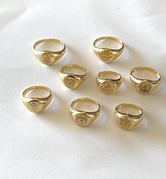 Custom Family Badge Wax Seal Ring - 18K Gold Or Platinum Tail Ring For Men & Women - View #2