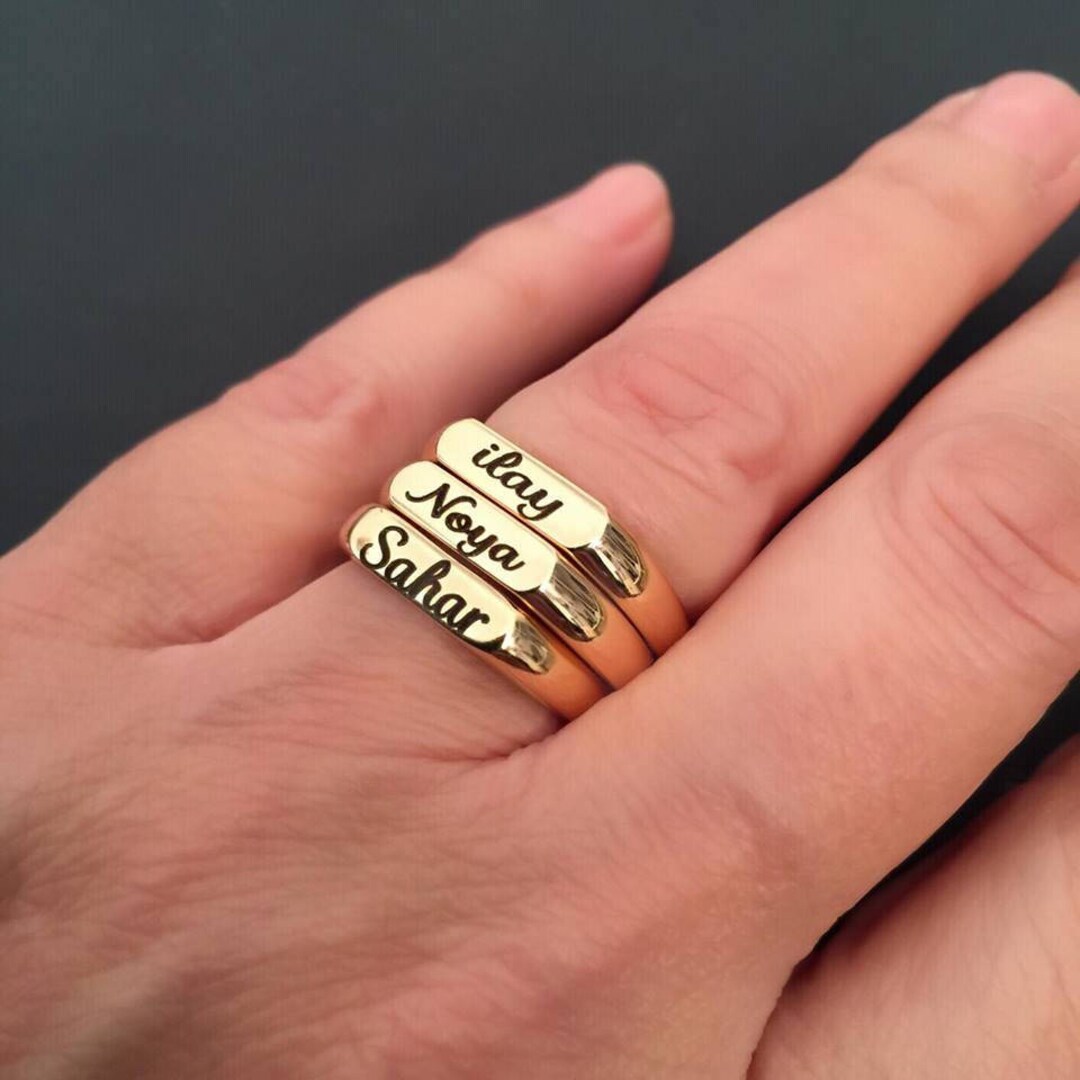 Stacking Name Ring Stackable Name Ring Gold Stacking Ring Personalized