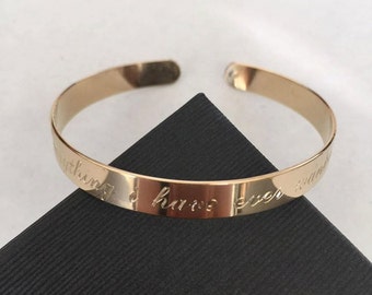 Engraved Gold Bracelet,  personalized bracelet, custom engraved bracelet, Custom cuff bracelet