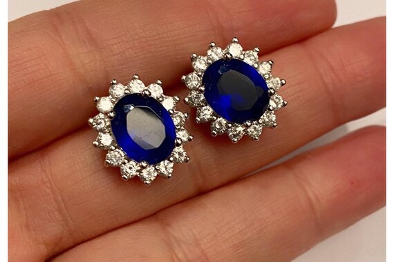 Princess Diana Inspired Sapphire Crystal Earrings Stud | Etsy