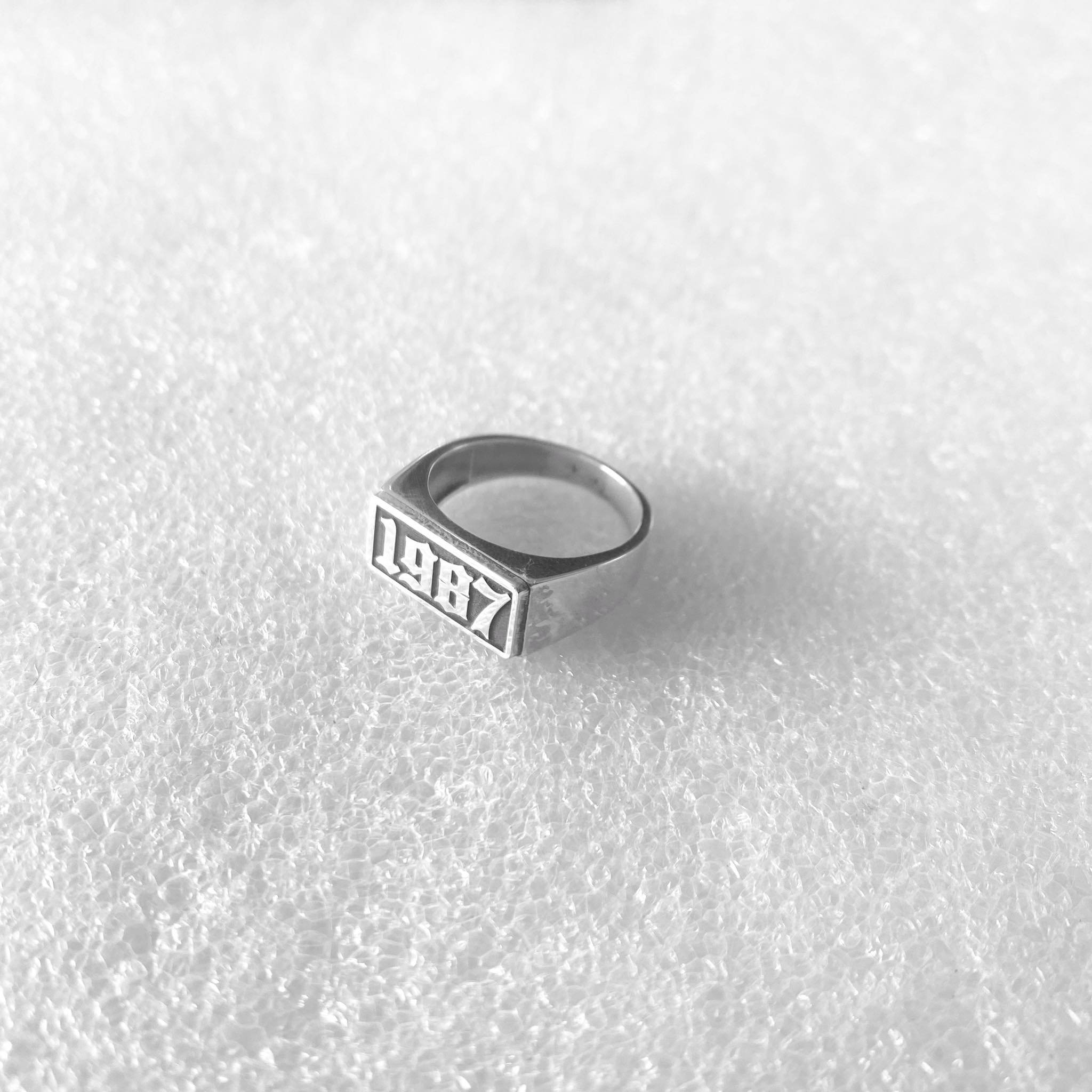 Gothic Date Signet Ring, Personalized Engraved Year, Gold Plating ...