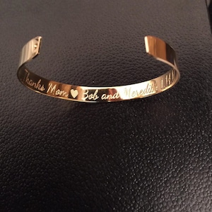 Engraved Gold Bracelet,  personalized bracelet, custom engraved bracelet, Custom cuff bracelet, Double engraving inside and outside
