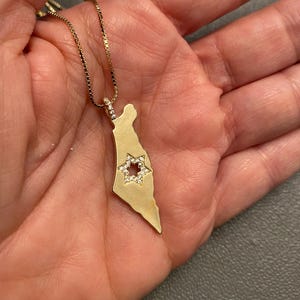 Israel Halskette, Gold Israel Anhänger mit CZ Davidstern, jüdischer Schmuck, Jedaica Geschenke, Bat Mitzva Geschenk, Gold Karte von Israel, Magen David